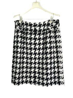 NYGARD COLLECTION- WOMEN WHITE/BLACK ZIP-UP CLOSURE KNEE LENGHT SKIRT SIZE 14